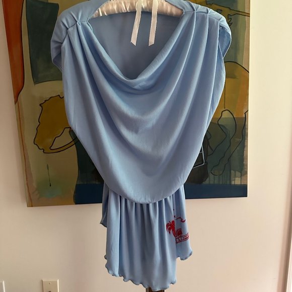 Vintage Womens Souvenir ACAPULCO Light Blue Sun Dress Beach Romper Size Small - Picture 1 of 4